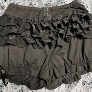 Elegant Black High Waist Ruffle Shorts